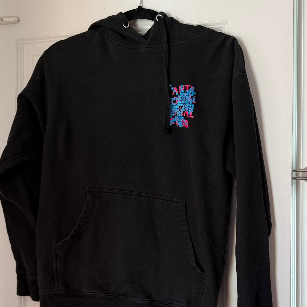 Anti Social Social Club Black Hoodie with Blue and Pink Graphic
